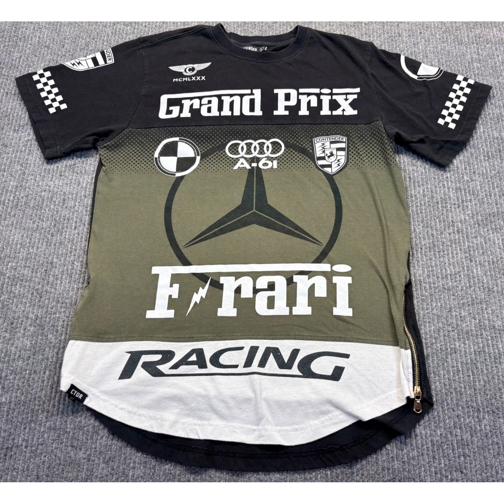 Contender MCMLXXXVIII Grand Prix Racing Graphic T-Shirt Black Olive Mens Large